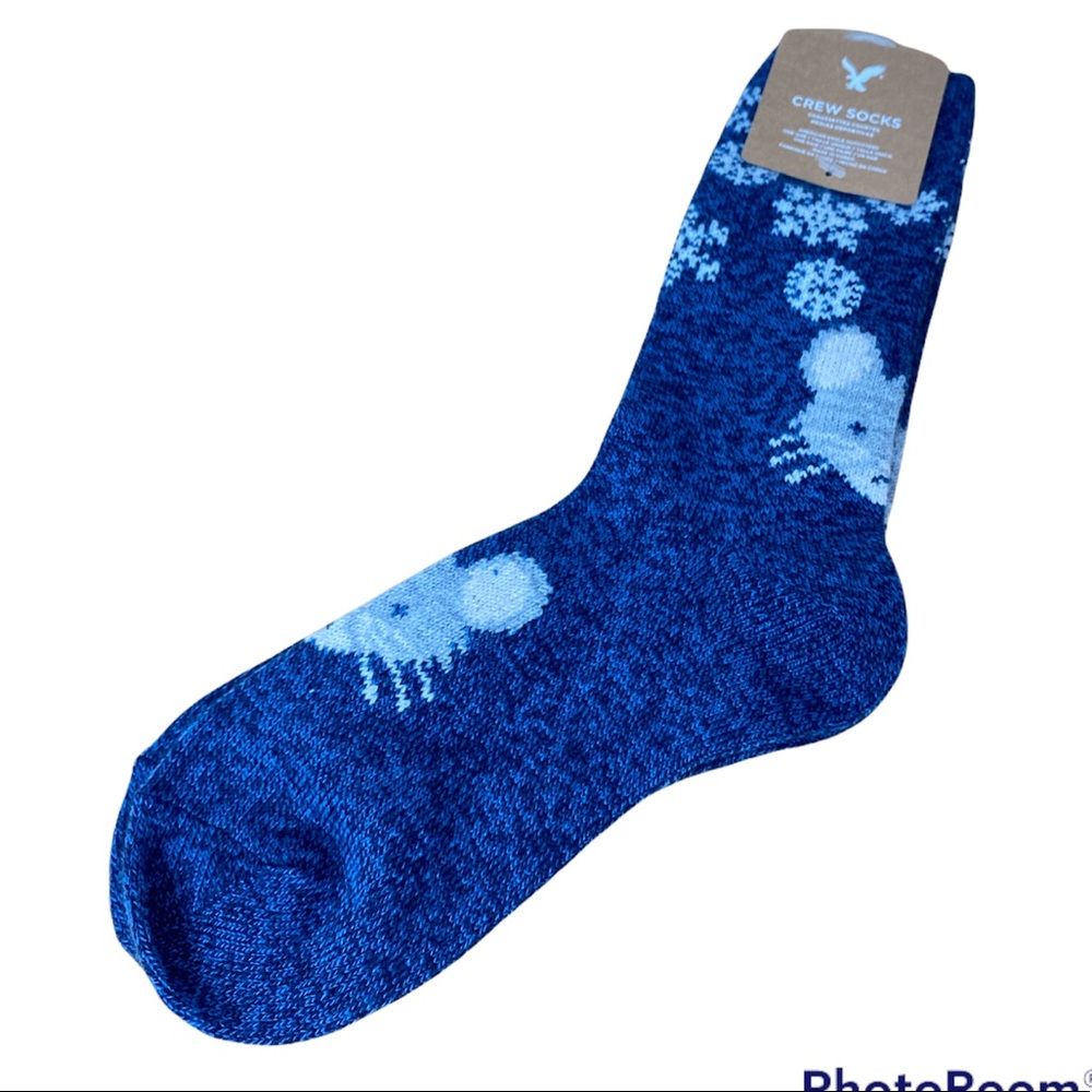 American Eagle Winter Mouse Crew Socks Snowflakes